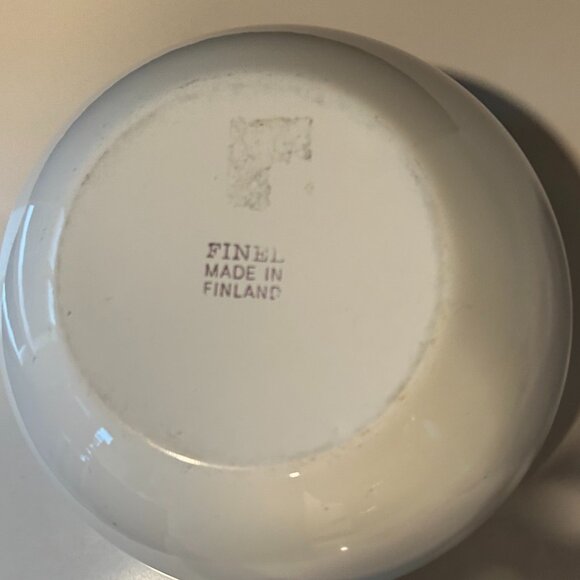 FINEL Finland vintage white & black mushroom enameled bowl - Picture 5 of 5